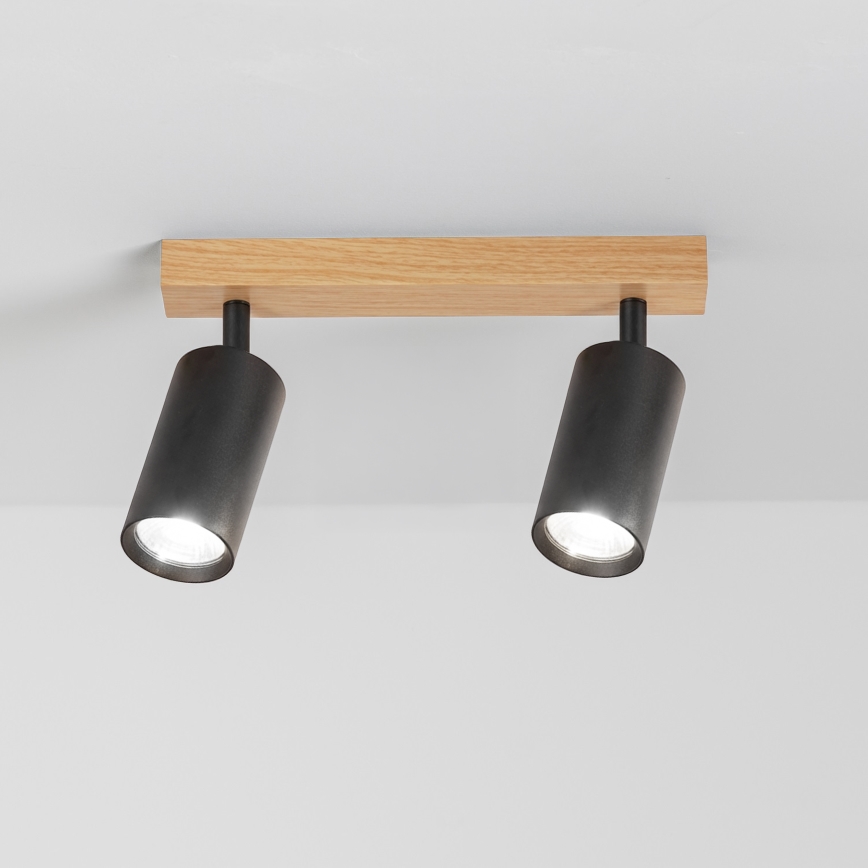 Brilagi - Bodové svítidlo SELE 2xGU10/30W/230V černá/dekor dubu