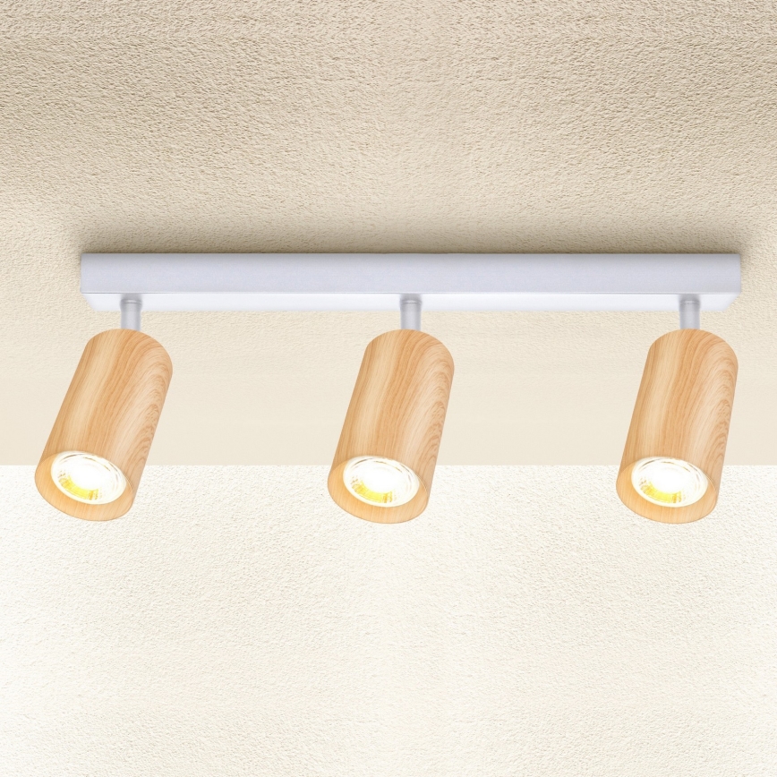 Brilagi - Bodové svítidlo SELE 3xGU10/30W/230V bílá/dekor dubu