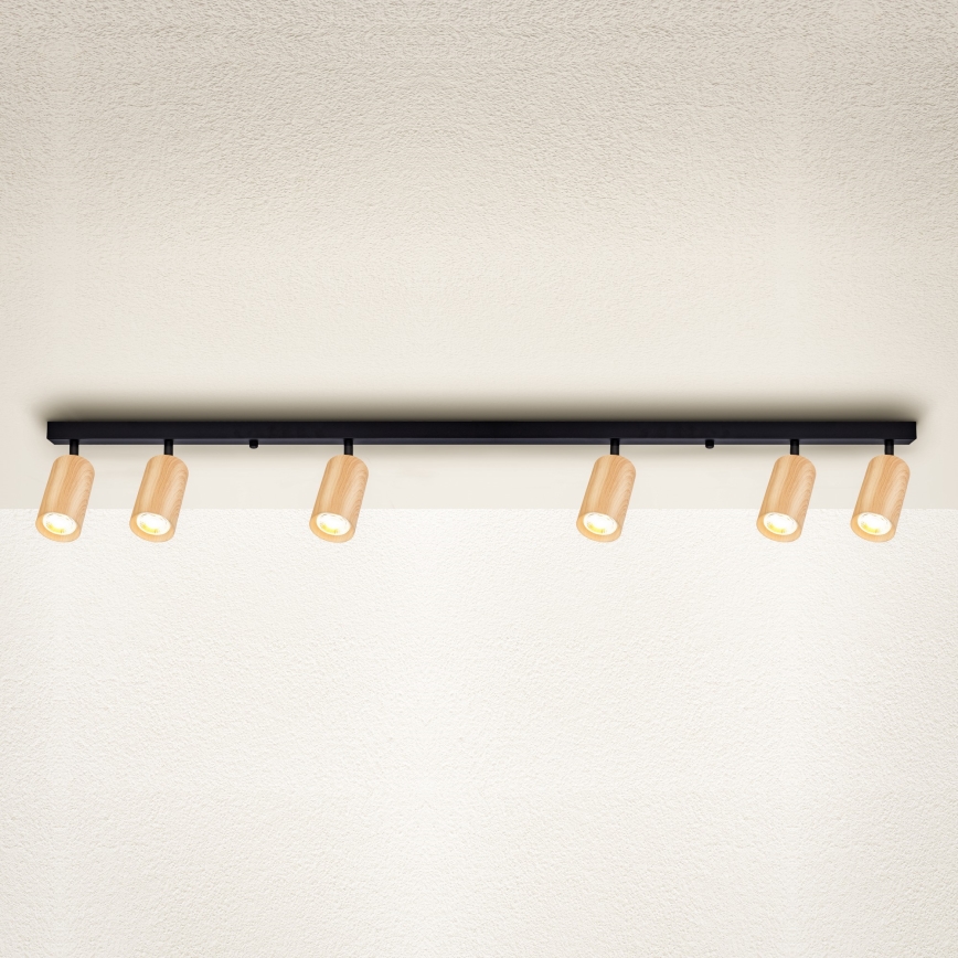 Brilagi - Bodové svítidlo SELE 6xGU10/30W/230V černá/dekor dubu