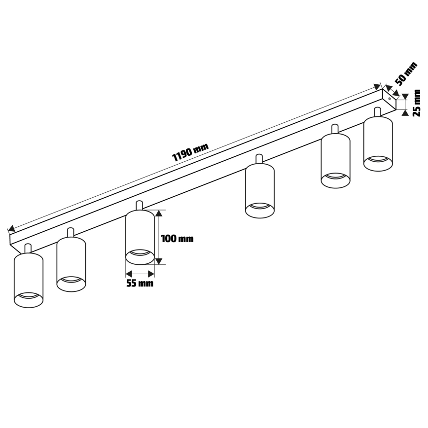 Brilagi - Bodové svítidlo SELE 6xGU10/30W/230V černá/dekor dubu