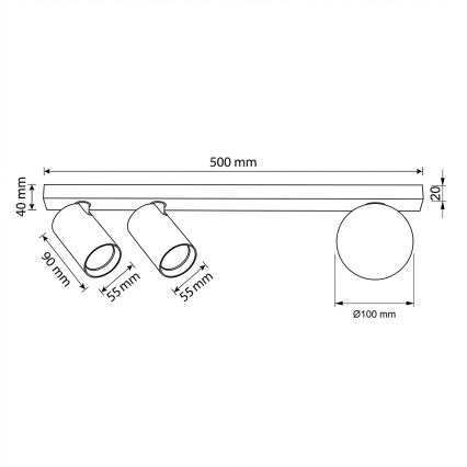 Brilagi - Bodové svítidlo SELE BALL 2xGU10/30W/230V + 1xG9/10W černá