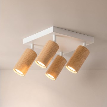 Brilagi - Bodové svítidlo SELE SQUARE 4xGU10/30W/230V bílá/dekor dubu
