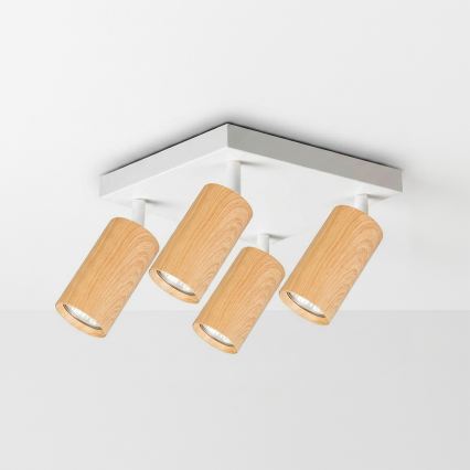 Brilagi - Bodové svítidlo SELE SQUARE 4xGU10/30W/230V bílá/dekor dubu