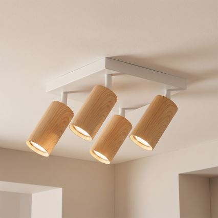 Brilagi - Bodové svítidlo SELE SQUARE 4xGU10/30W/230V bílá/dekor dubu
