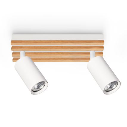 Brilagi - Bodové svítidlo SELE WOOD 2xGU10/30W/230V bílá/dřevo