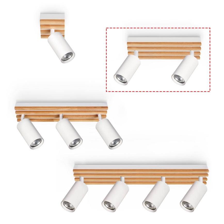 Brilagi - Bodové svítidlo SELE WOOD 2xGU10/30W/230V bílá/dřevo