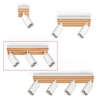 Brilagi - Bodové svítidlo SELE WOOD 3xGU10/30W/230V bílá/dřevo