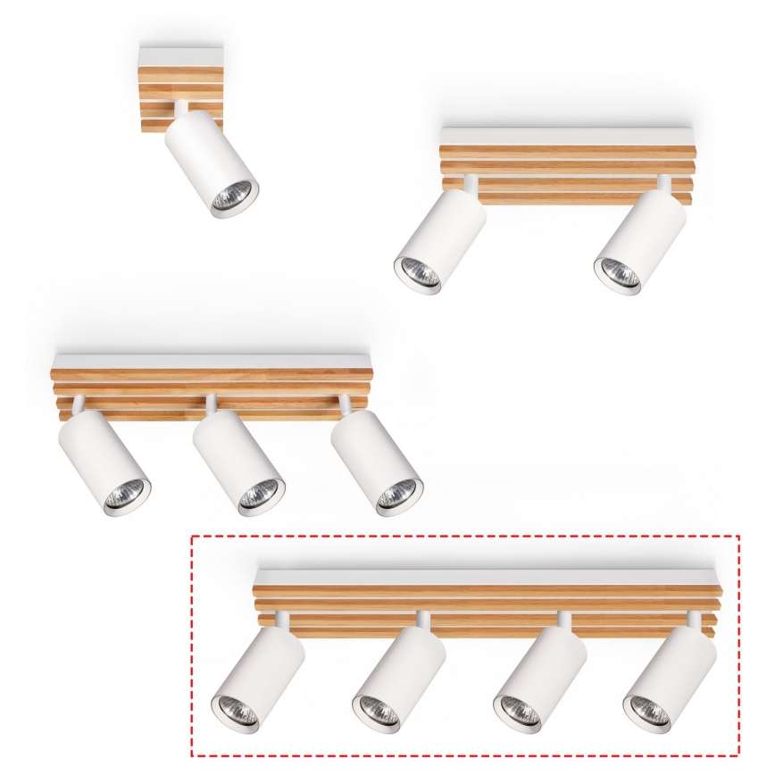 Brilagi - Bodové svítidlo SELE WOOD 4xGU10/30W/230V bílá/dřevo