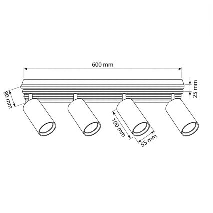 Brilagi - Bodové svítidlo SELE WOOD 4xGU10/30W/230V černá/dřevo