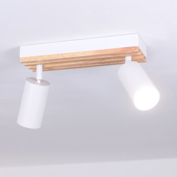 Brilagi - Bodové svítidlo SELE WOOD ACOUSTIC 2xGU10/30W/230V bílá/dřevo