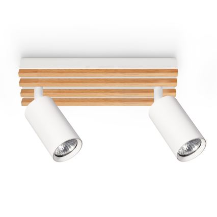 Brilagi - Bodové svítidlo SELE WOOD ACOUSTIC 2xGU10/30W/230V bílá/dřevo