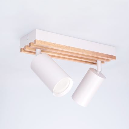 Brilagi - Bodové svítidlo SELE WOOD ACOUSTIC 2xGU10/30W/230V bílá/dřevo