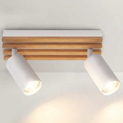 Brilagi - Bodové svítidlo SELE WOOD ACOUSTIC 2xGU10/30W/230V bílá/dřevo