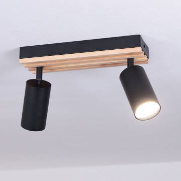 Brilagi - Bodové svítidlo SELE WOOD ACOUSTIC 2xGU10/30W/230V černá/dřevo