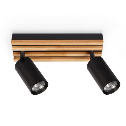 Brilagi - Bodové svítidlo SELE WOOD ACOUSTIC 2xGU10/30W/230V černá/dřevo