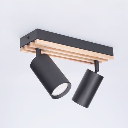 Brilagi - Bodové svítidlo SELE WOOD ACOUSTIC 2xGU10/30W/230V černá/dřevo