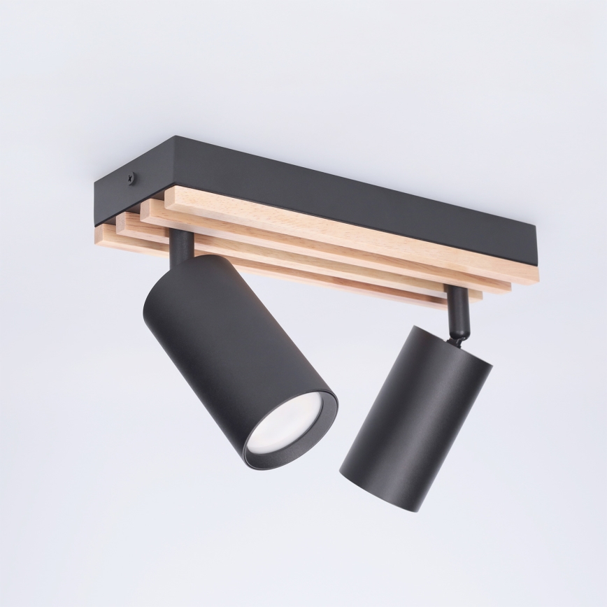 Brilagi - Bodové svítidlo SELE WOOD ACOUSTIC 2xGU10/30W/230V černá/dřevo