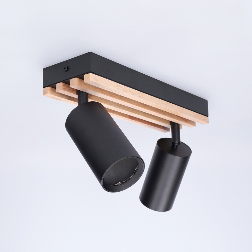 Brilagi - Bodové svítidlo SELE WOOD ACOUSTIC 2xGU10/30W/230V černá/dřevo