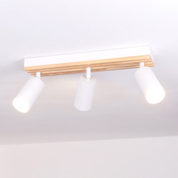 Brilagi - Bodové svítidlo SELE WOOD ACOUSTIC 3xGU10/30W/230V bílá/dřevo