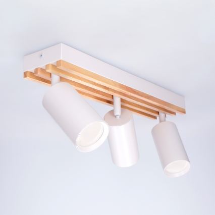 Brilagi - Bodové svítidlo SELE WOOD ACOUSTIC 3xGU10/30W/230V bílá/dřevo