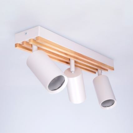 Brilagi - Bodové svítidlo SELE WOOD ACOUSTIC 3xGU10/30W/230V bílá/dřevo