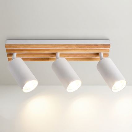 Brilagi - Bodové svítidlo SELE WOOD ACOUSTIC 3xGU10/30W/230V bílá/dřevo