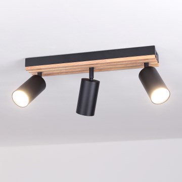 Brilagi - Bodové svítidlo SELE WOOD ACOUSTIC 3xGU10/30W/230V černá/dřevo
