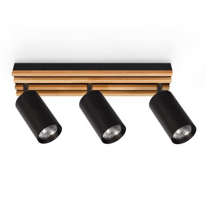 Brilagi - Bodové svítidlo SELE WOOD ACOUSTIC 3xGU10/30W/230V černá/dřevo