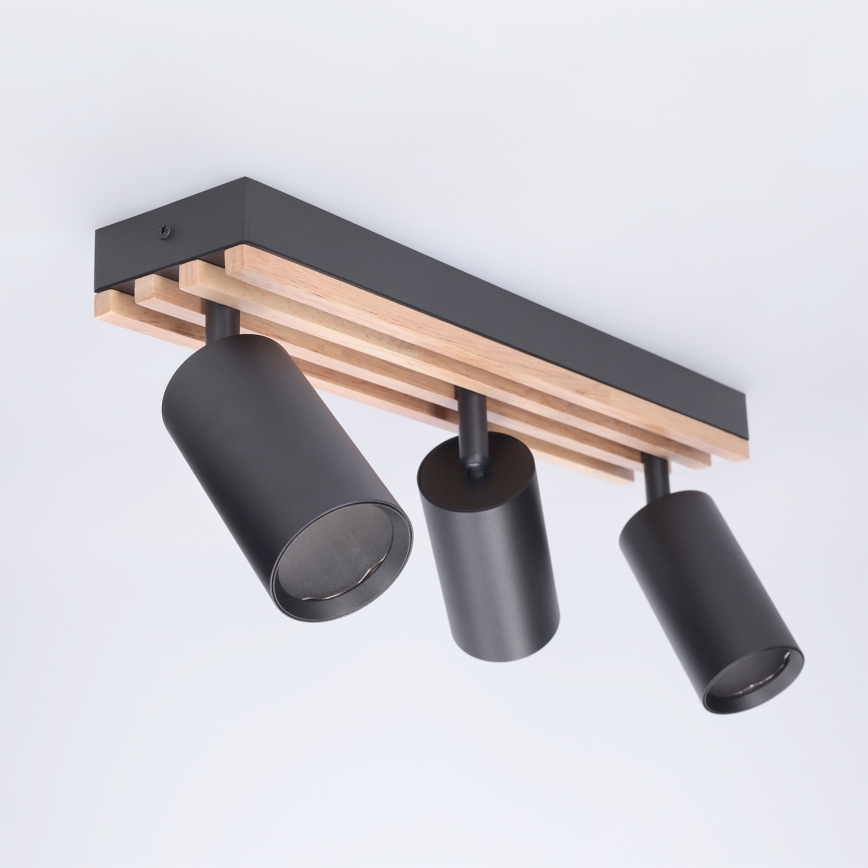 Brilagi - Bodové svítidlo SELE WOOD ACOUSTIC 3xGU10/30W/230V černá/dřevo