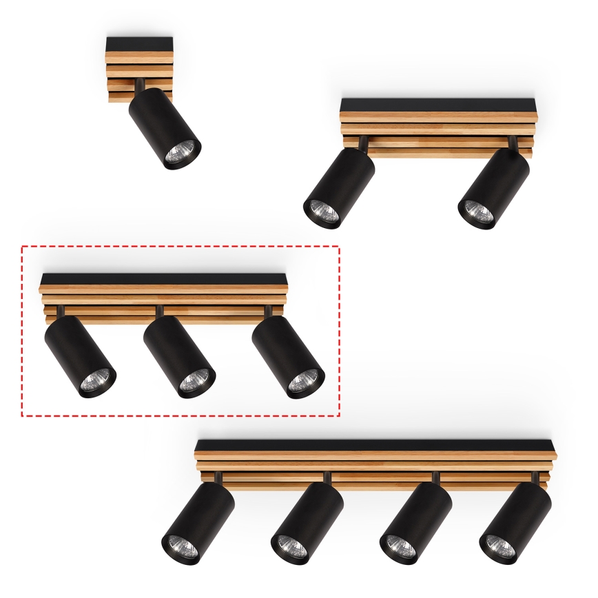 Brilagi - Bodové svítidlo SELE WOOD ACOUSTIC 3xGU10/30W/230V černá/dřevo
