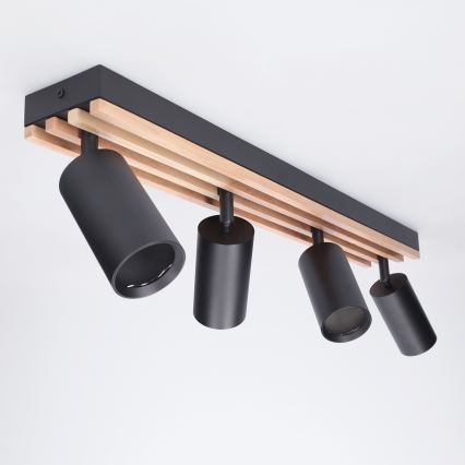 Brilagi - Bodové svítidlo SELE WOOD ACOUSTIC 4xGU10/30W/230V černá/dřevo