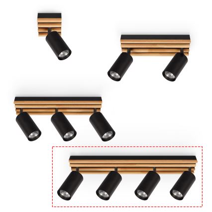 Brilagi - Bodové svítidlo SELE WOOD ACOUSTIC 4xGU10/30W/230V černá/dřevo