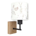Brilagi - Dětská nástěnná lampa BOBO WOOD 1xE27/25W/230V dub/černá/bílá/králíčci