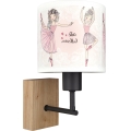 Brilagi - Dětská nástěnná lampa BOBO WOOD 1xE27/25W/230V dub/černá/bílá/růžová/baletky