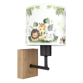 Brilagi - Dětská nástěnná lampa BOBO WOOD 1xE27/25W/230V dub/černá/bílá/zelená/džungle