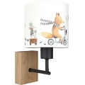 Brilagi - Dětská nástěnná lampa BOBO WOOD 1xE27/25W/230V dub/černá/bílá/zvířátka