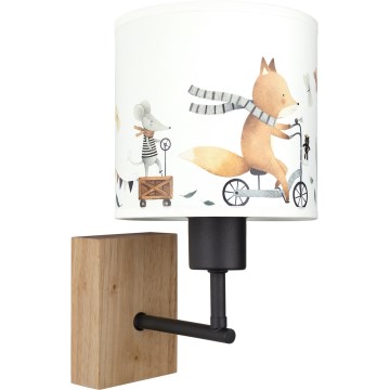 Brilagi - Dětská nástěnná lampa BOBO WOOD 1xE27/25W/230V dub/černá/bílá/zvířátka