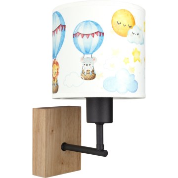 Brilagi - Dětská nástěnná lampa BOBO WOOD 1xE27/25W/230V dub/černá/bílá/zvířátka