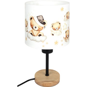 Brilagi - Dětská stolní lampa BOBO WOOD 1xE27/25W/230V dub/černá/bílá/medvídci