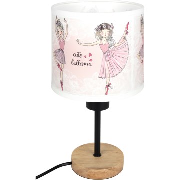 Brilagi - Dětská stolní lampa BOBO WOOD 1xE27/25W/230V dub/černá/bílá/růžová/baletky