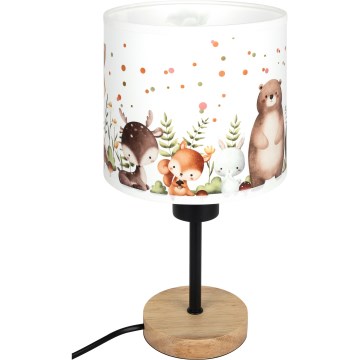 Brilagi - Dětská stolní lampa BOBO WOOD 1xE27/25W/230V dub/černá/bílá/zvířátka