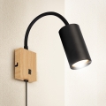 Brilagi - Flexibilní nástěnná lampa s vypínačem SELE 1xGU10/30W/230V černá/dekor dubu
