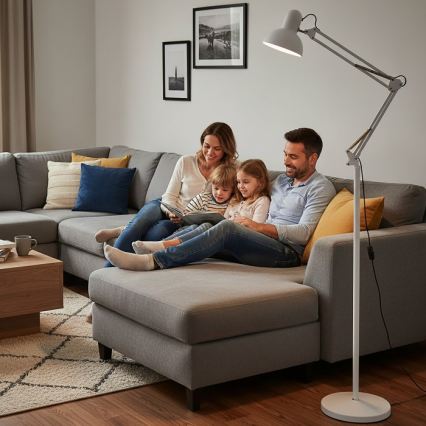 Brilagi - Flexibilní stojací lampa TASKER 1xE27/60W/230V 184 cm bílá