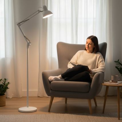 Brilagi - Flexibilní stojací lampa TASKER 1xE27/60W/230V 184 cm bílá