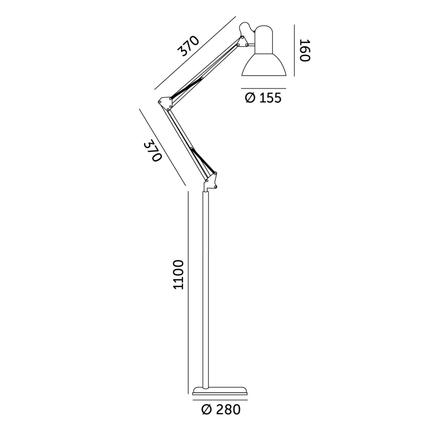 Brilagi - Flexibilní stojací lampa TASKER 1xE27/60W/230V 184 cm černá