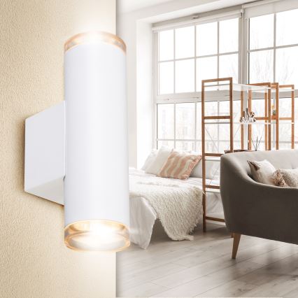 Brilagi - Koupelnové nástěnné bodové svítidlo SELE AQUA 2xGU10/30W/230V IP44 bílá