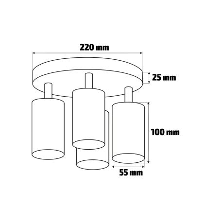 Brilagi - Koupelnové bodové svítidlo SELE AQUA 4xGU10/30W/230V IP44 černá