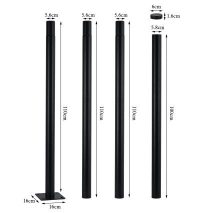 Brilagi - Kovová tyč pro sloup venkovního osvětlení URBAN 4 m stožár pr. 58 mm černá