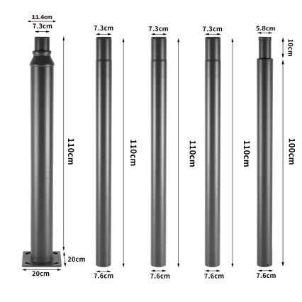 Brilagi - Kovová tyč pro sloup venkovního osvětlení URBAN 5 m stožár pr. 58 mm antracit