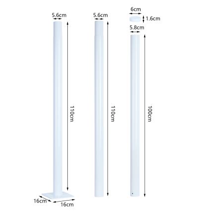 Brilagi - Kovová tyč pro sloup venkovního osvětlení URBAN 3 m stožár pr. 58 mm bílá